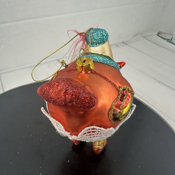 Chicken Hen Red Heels Kitschy Glass Christmas Tree Ornament 5" - Picture 5 of 16